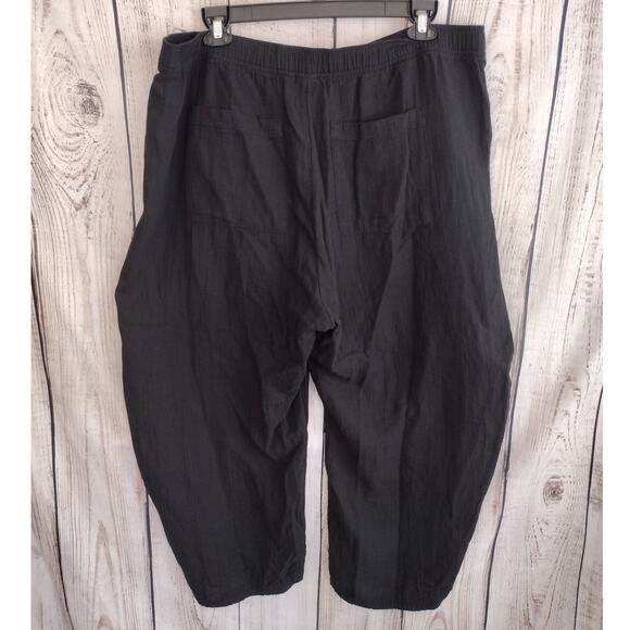 Gap NEW Black Cotton Gauze Easy Pull-On Barrel Pants Pockets Womens XXL Plus - Picture 3 of 7